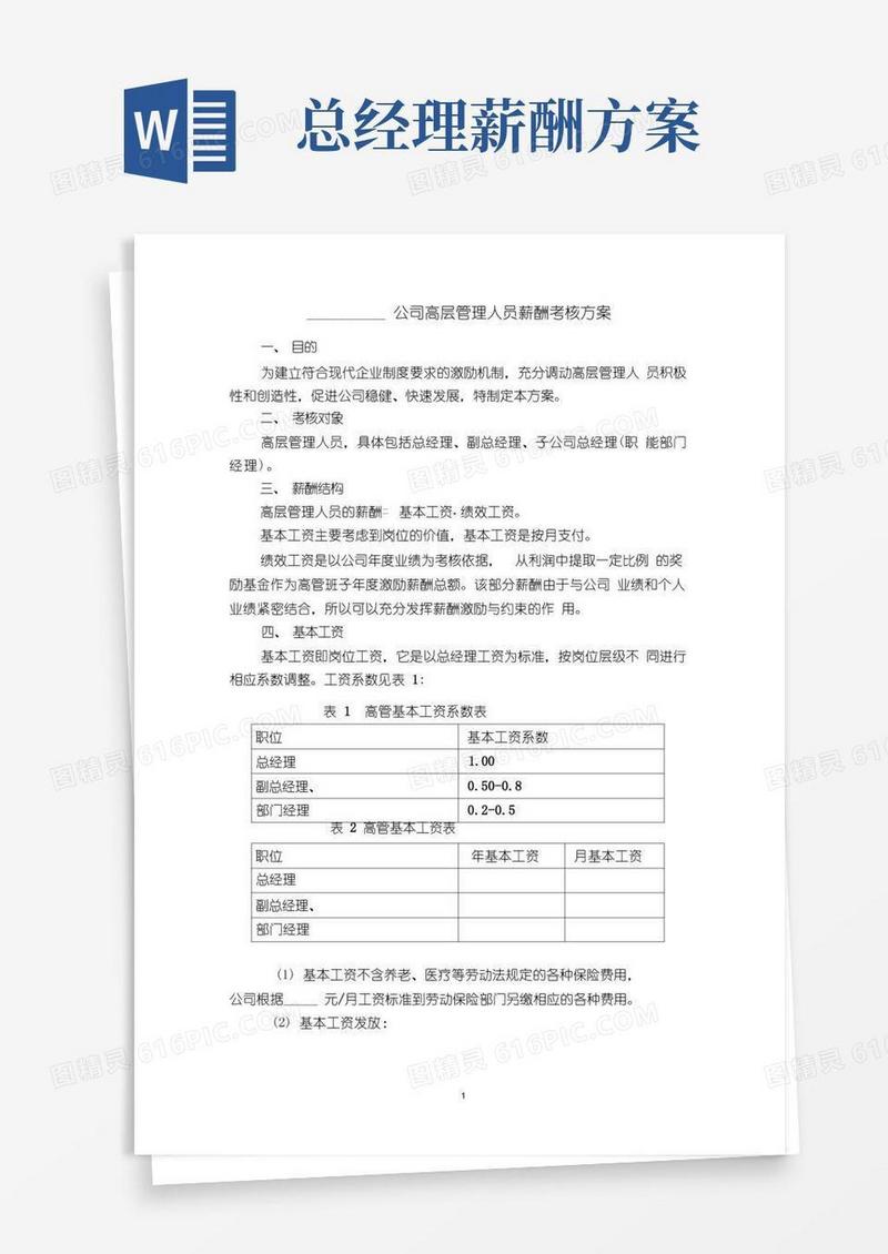 (完整版)高管人员薪酬方案