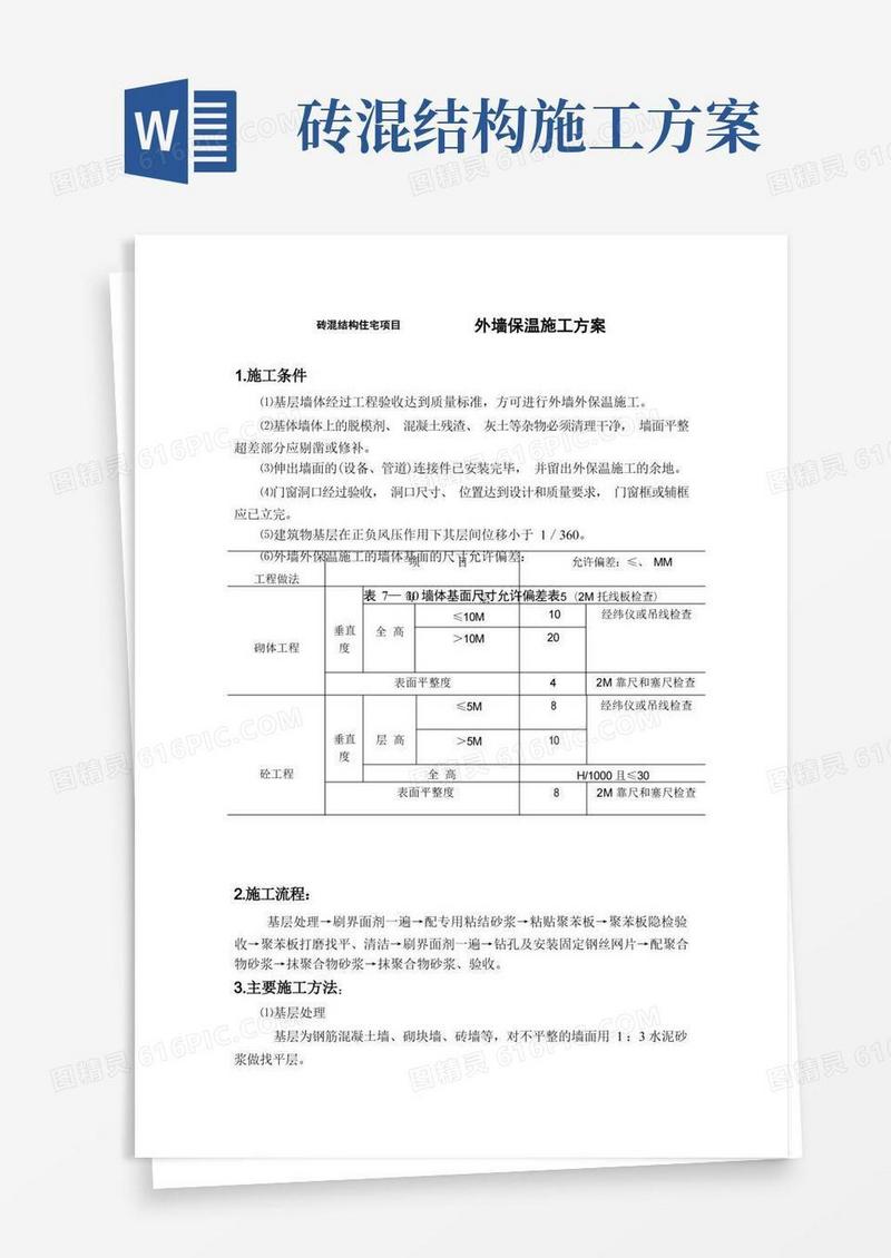 砖混结构住宅项目外墙保温施工方案