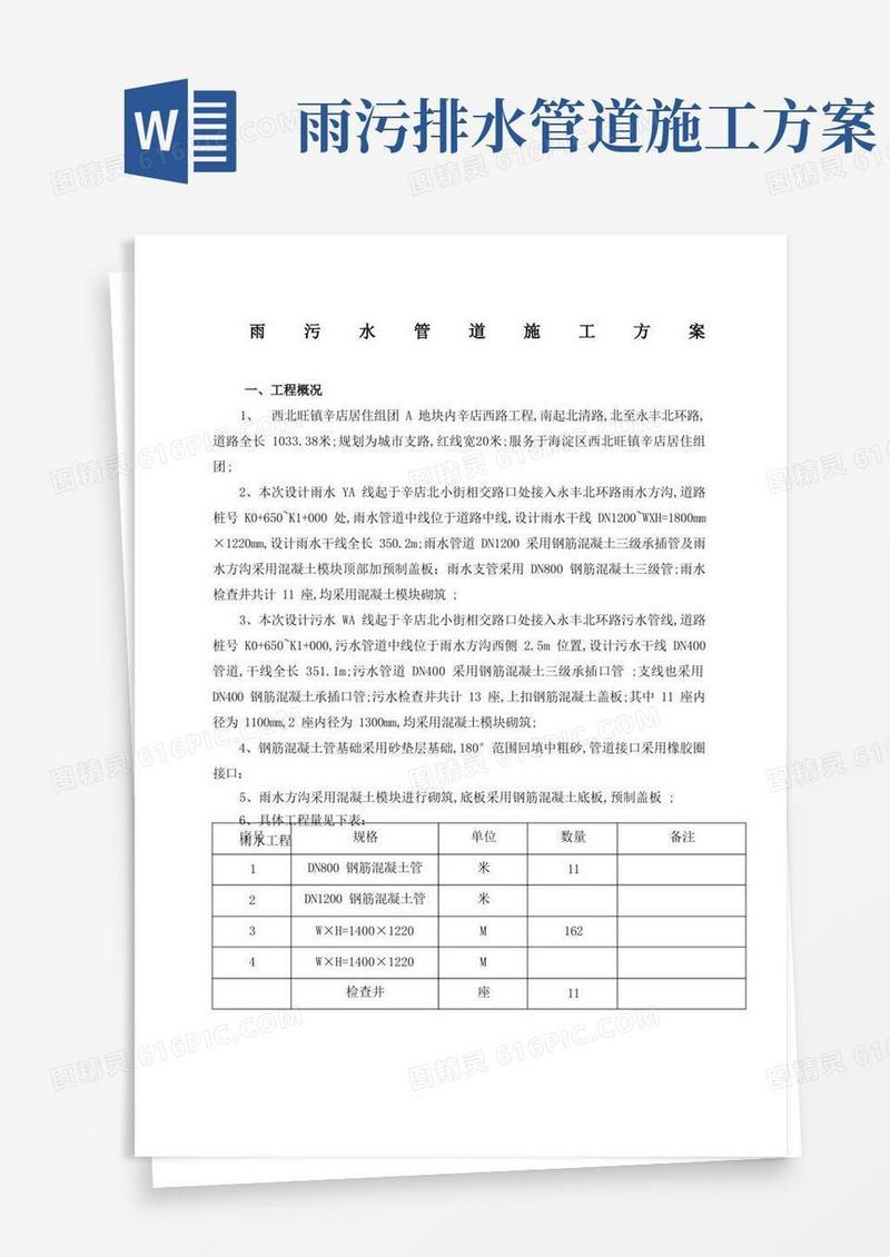 雨水污水管道施工方案工艺