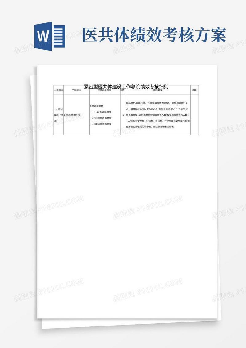 紧密型医共体建设工作总院绩效考核细则