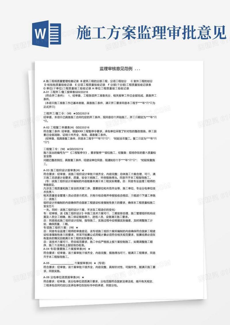 监理审核意见范例...