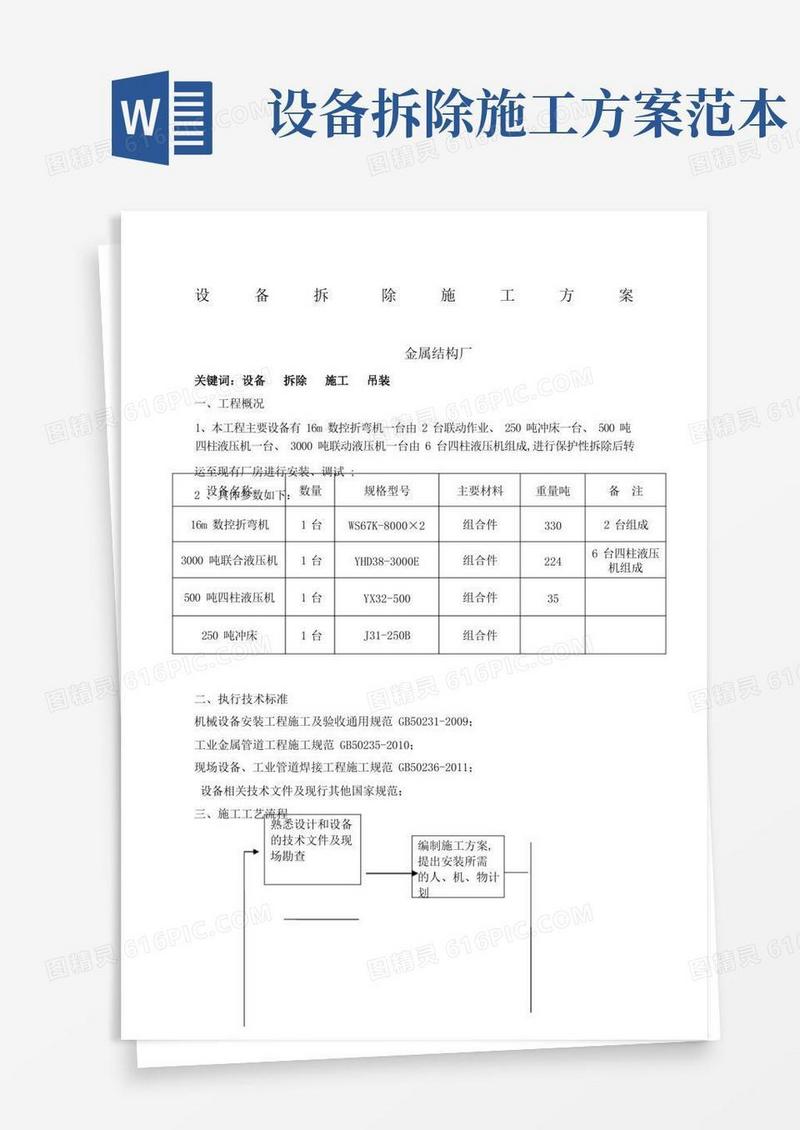 设备拆除施工方案