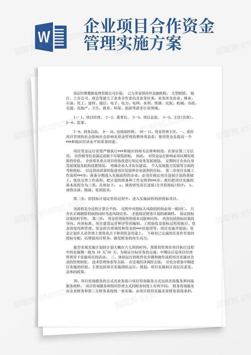 项目公司资金管理实施细则(最新)