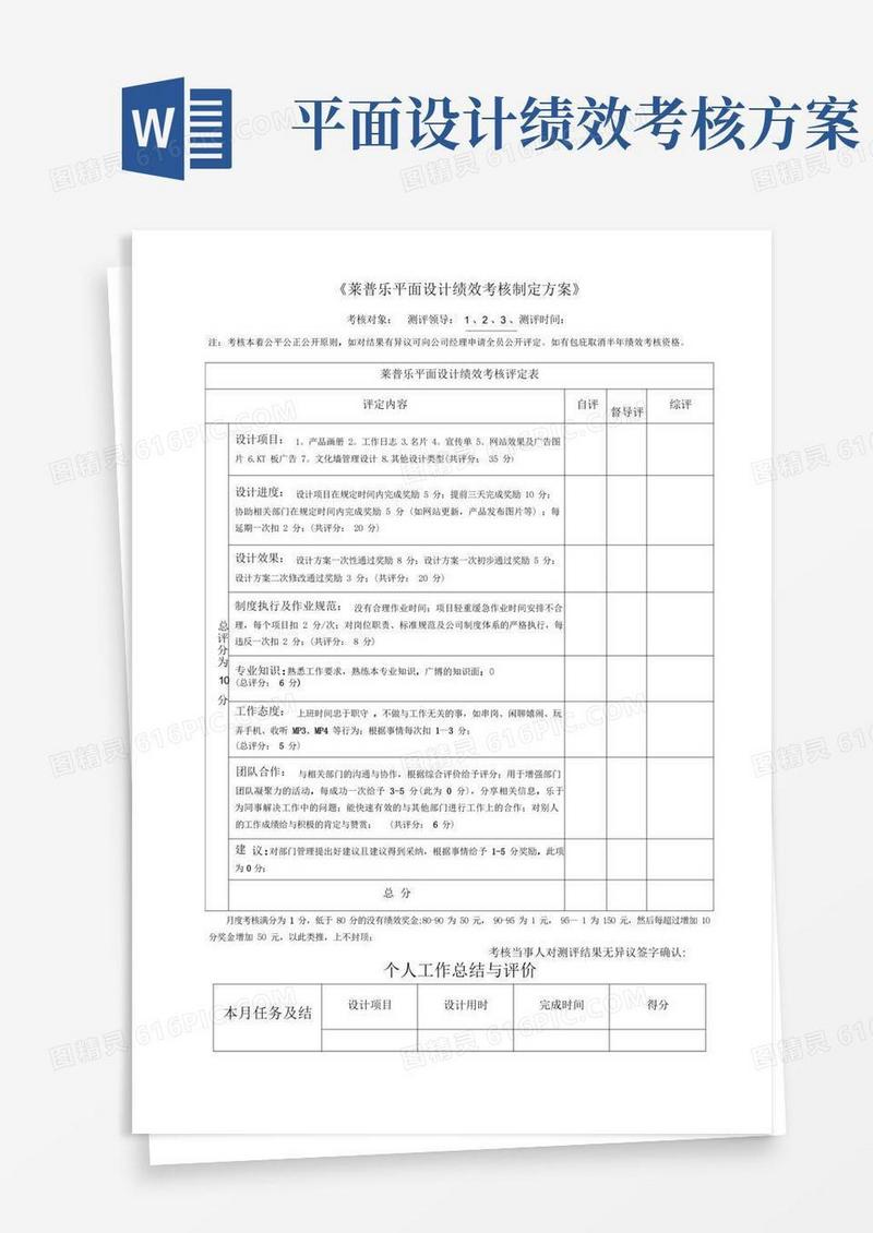 平面设计绩效考核制定方案