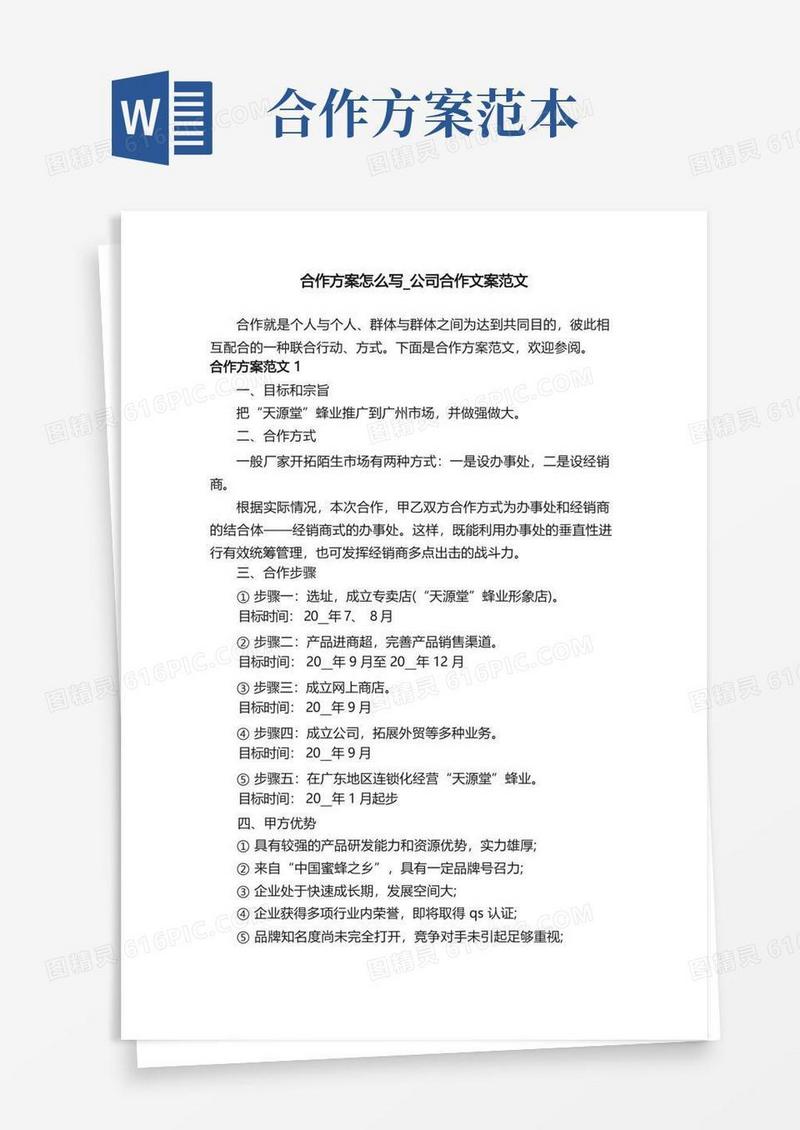 合作方案怎么写_公司合作文案范文