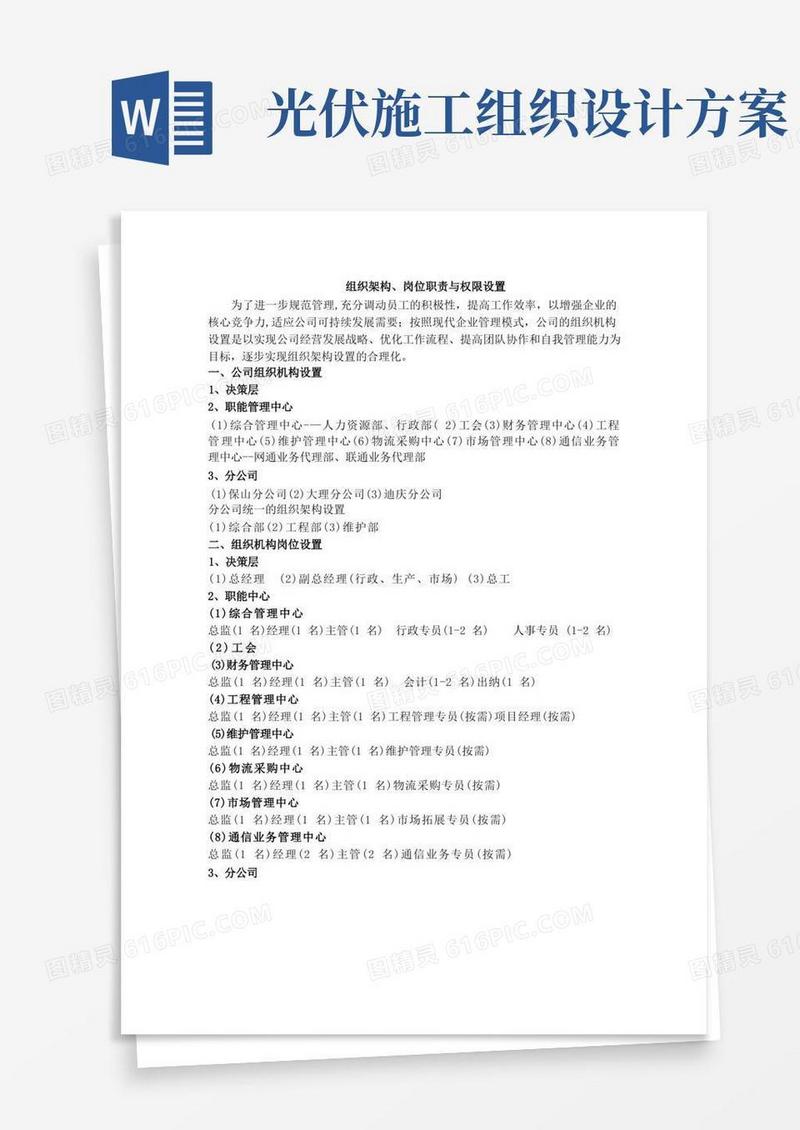 组织架构、部门岗位职责与权限设置