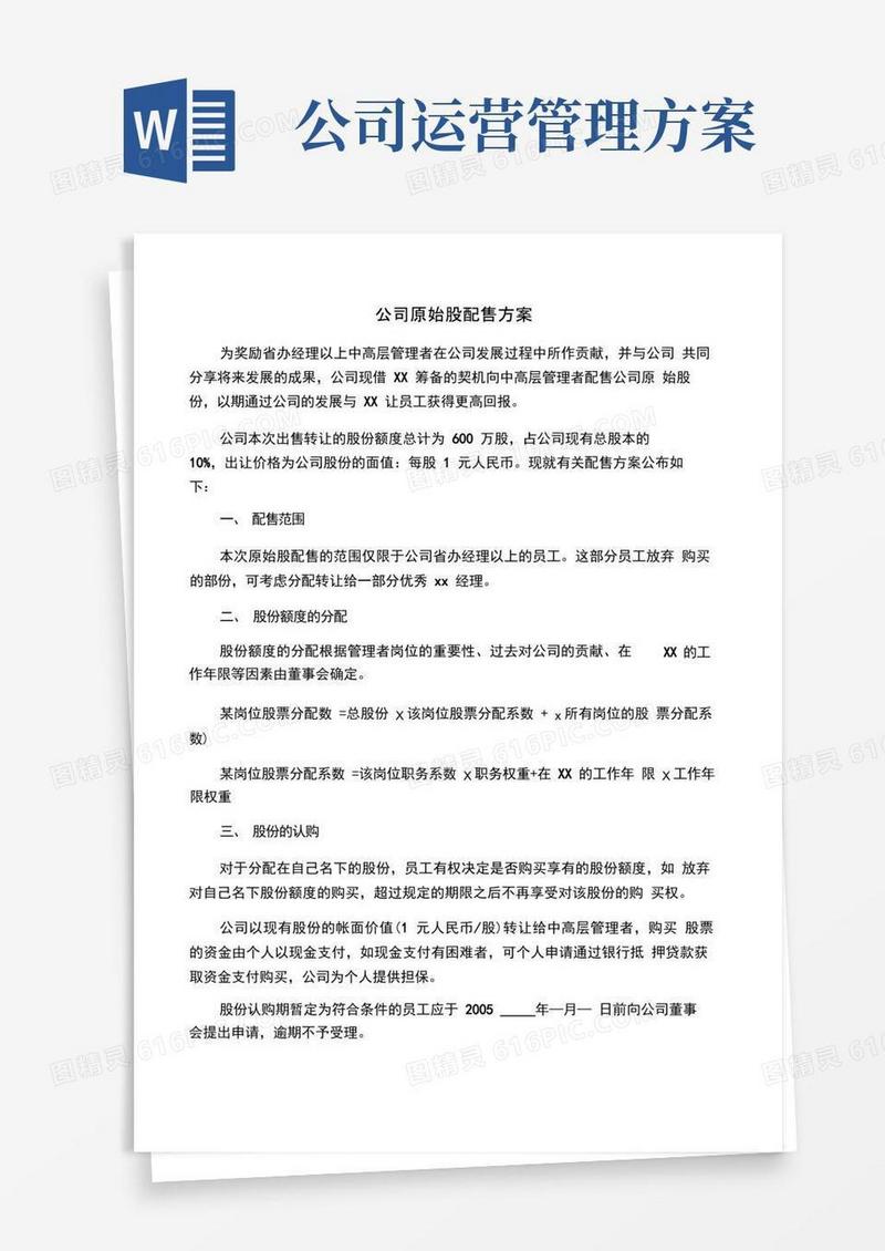 公司股份分配方案