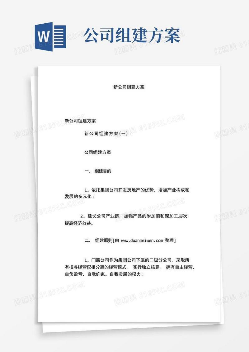 新公司组建方案