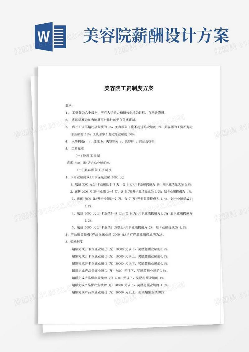 美容院工资制度方案
