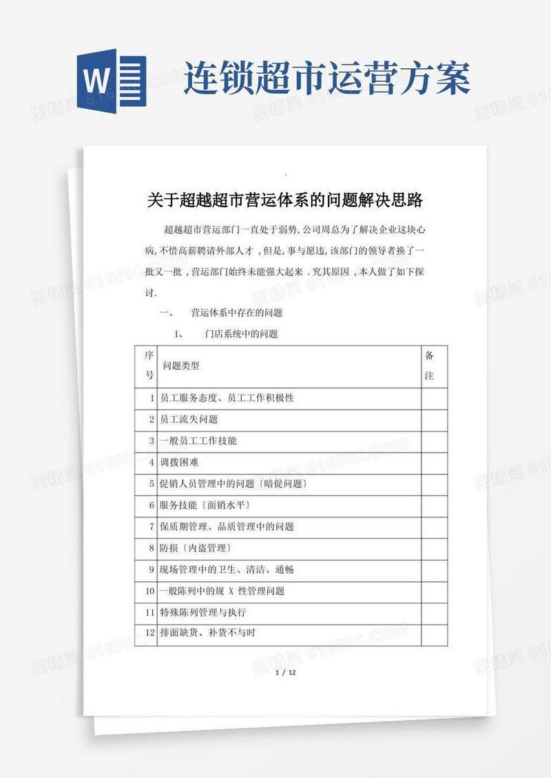连锁超市营运问题解决方案