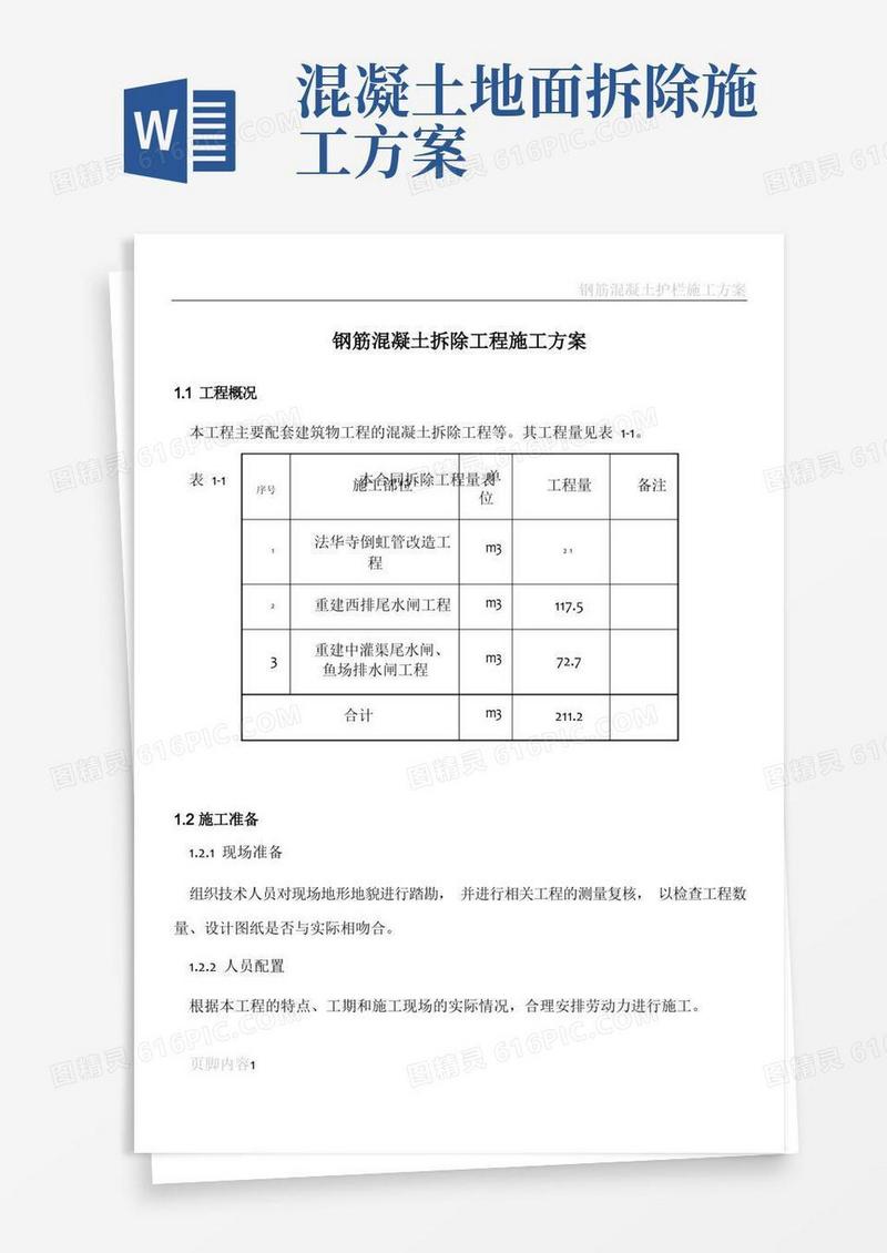 钢筋混凝土拆除工程施工方案(2)