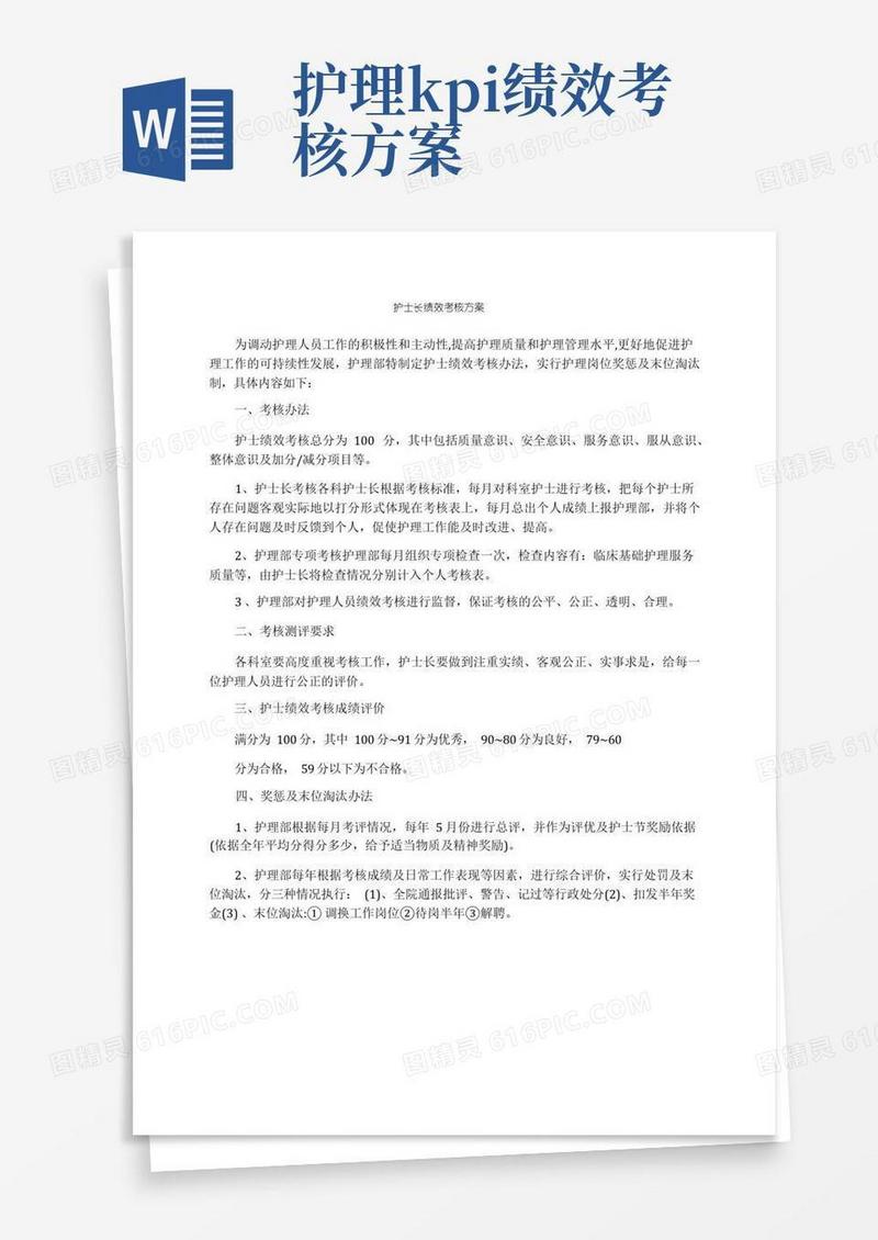 护士长绩效考核方案