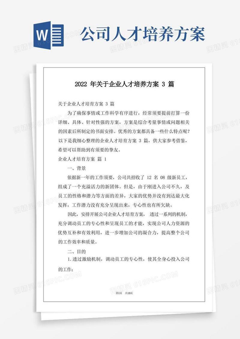 2022年关于企业人才培养方案3篇