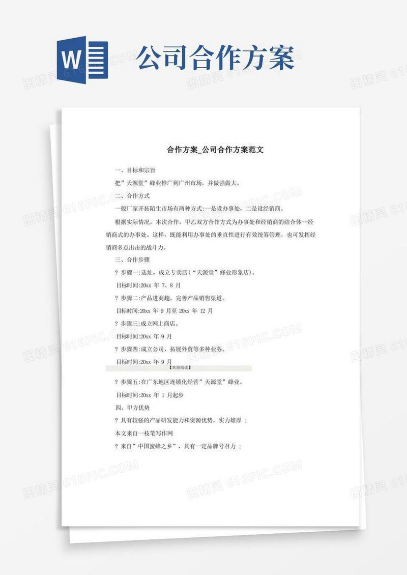 合作方案公司合作方案范文