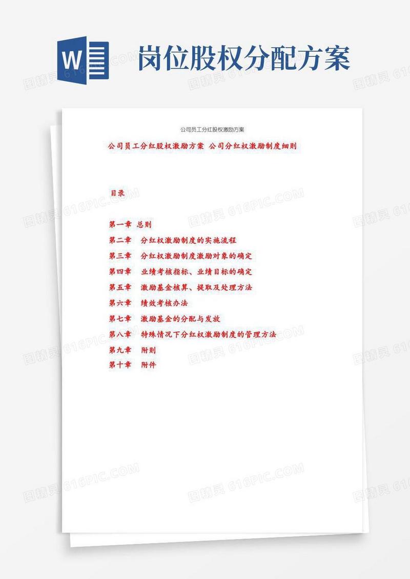 公司员工分红股权激励方案公司分红权激励制度细则
