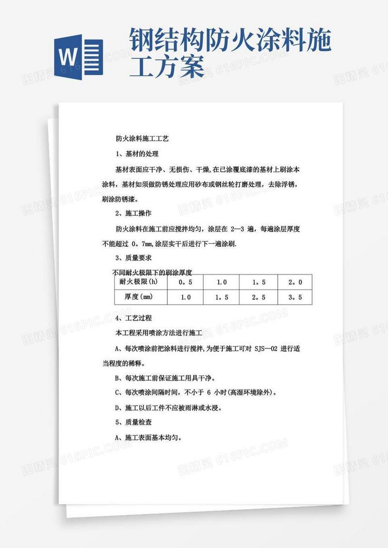 防火涂料施工方案,流程以及注意事项