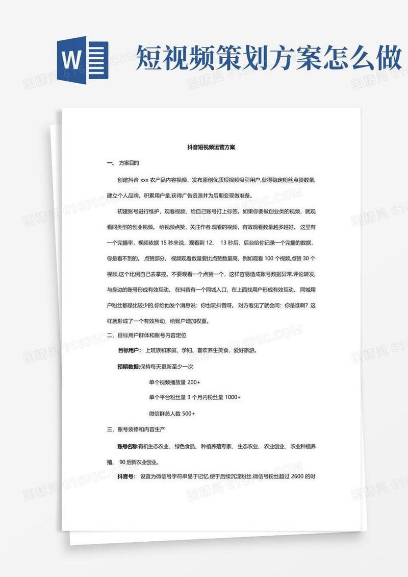 抖音短视频运营方案(食品类)