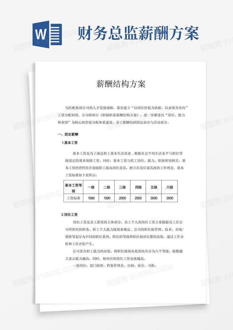 薪酬结构方案