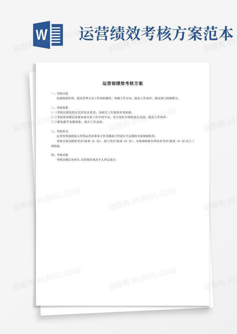 运营部绩效考核方案(1)