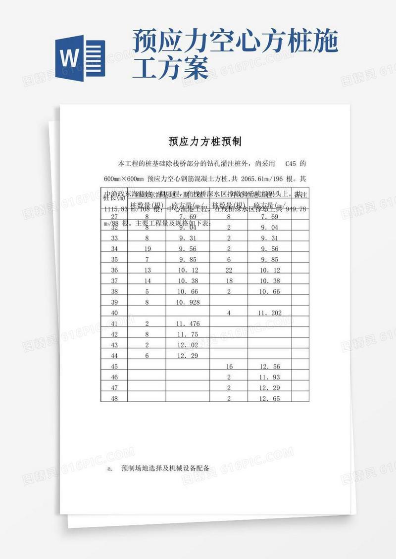 预应力方桩预制