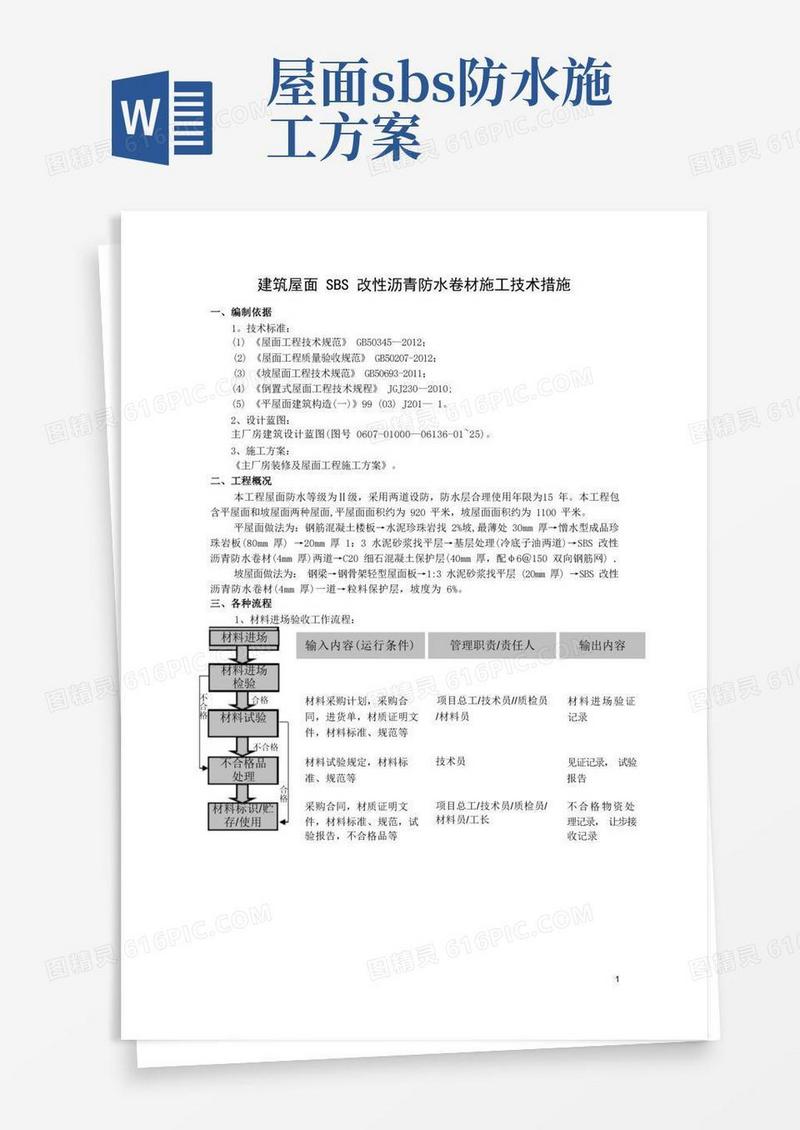 SBS防水卷材屋面施工技术措施