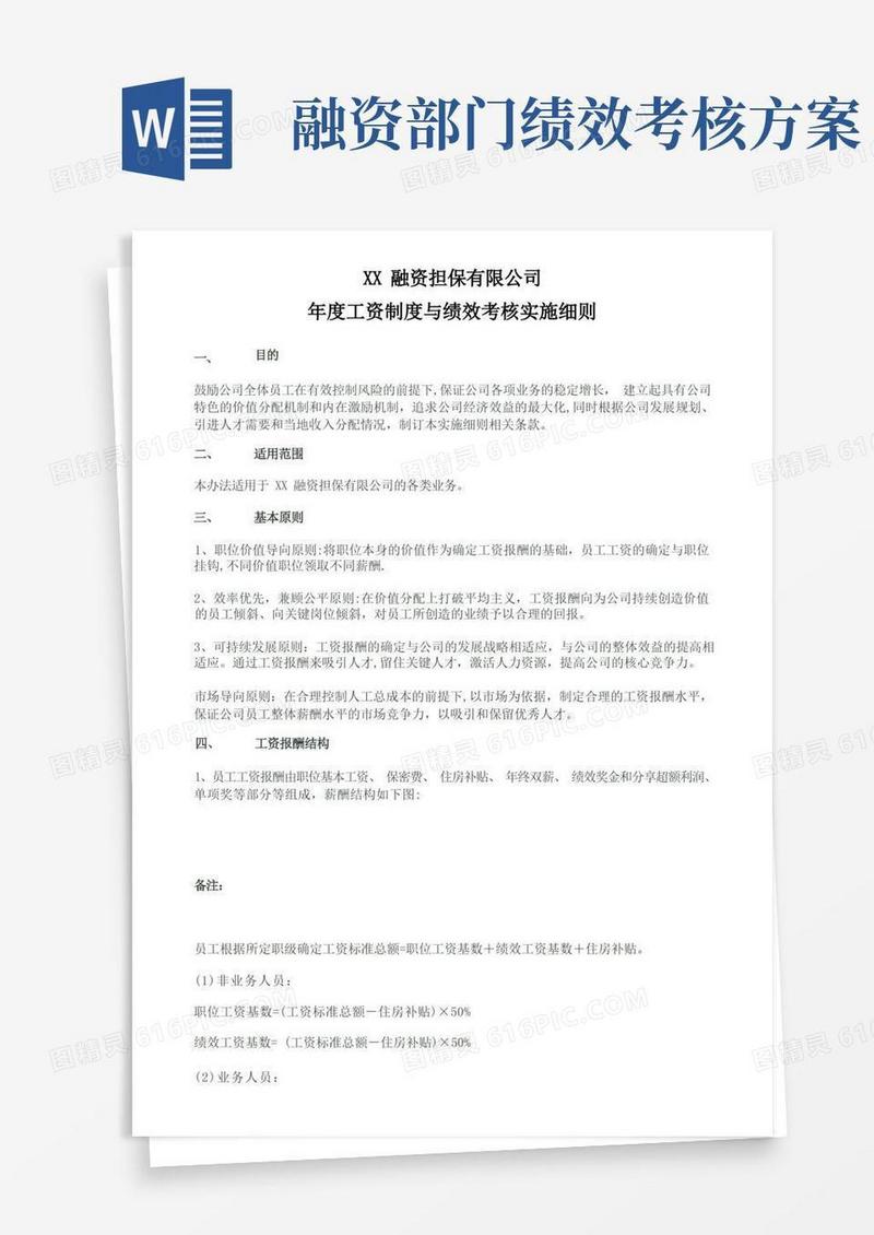 融资担保有限公司年度工资制度与绩效考核实施细则