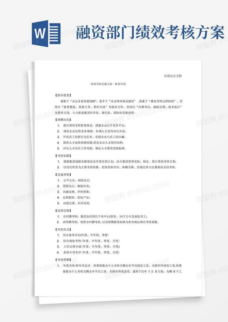 绩效考核实施方案-集团公司