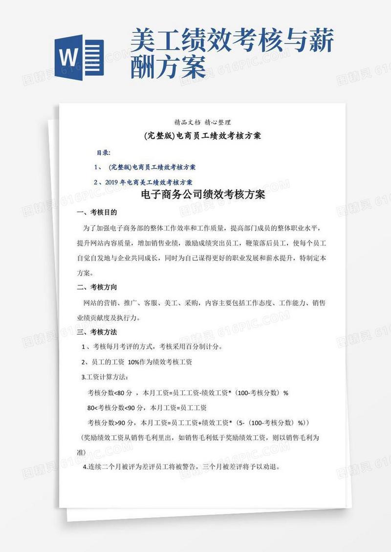 (完整版)电商员工绩效考核方案