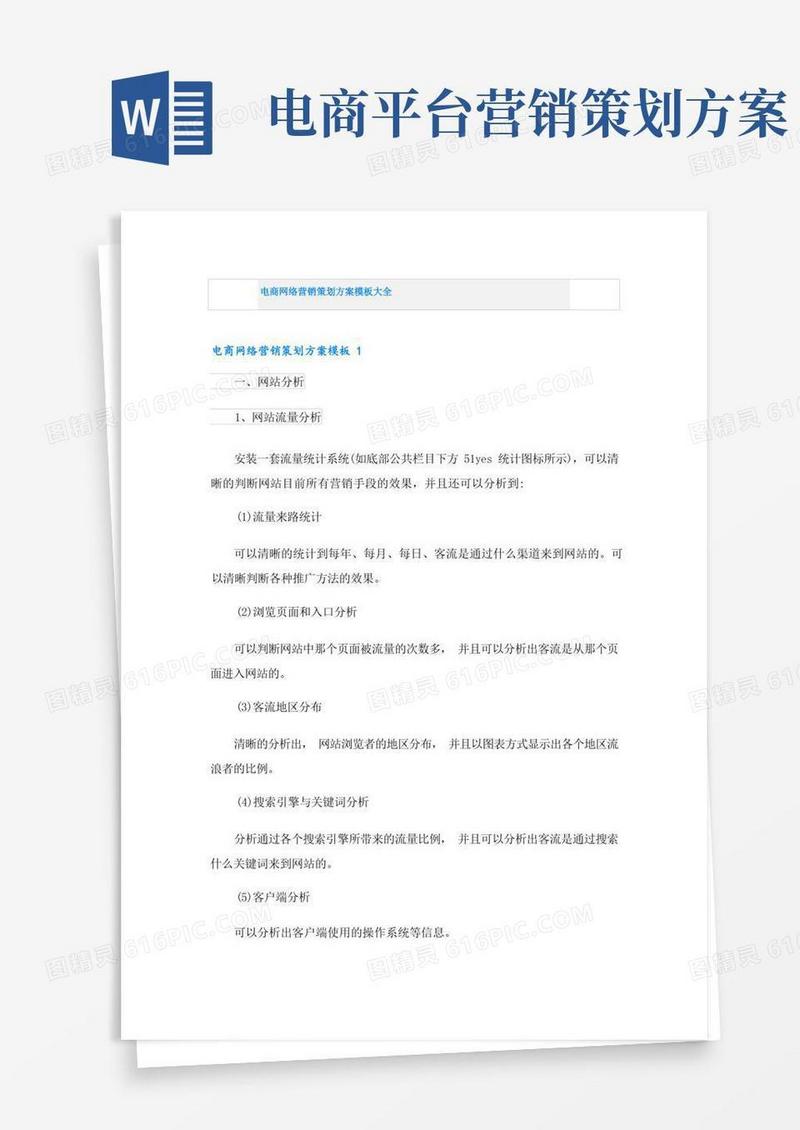 电商网络营销策划方案模板大全