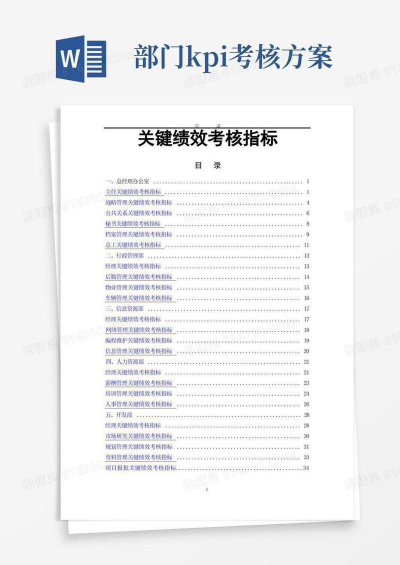 各岗位KPI绩效考核标准