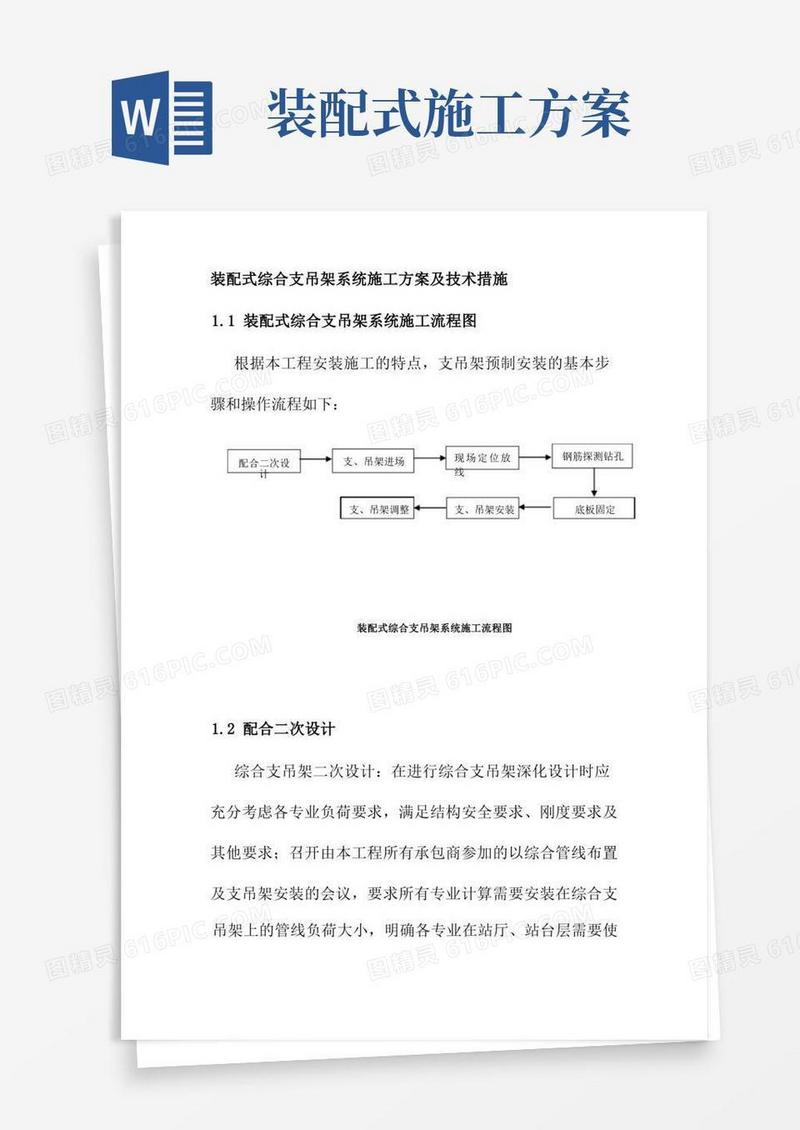 装配式综合支吊架系统施工方案及技术措施