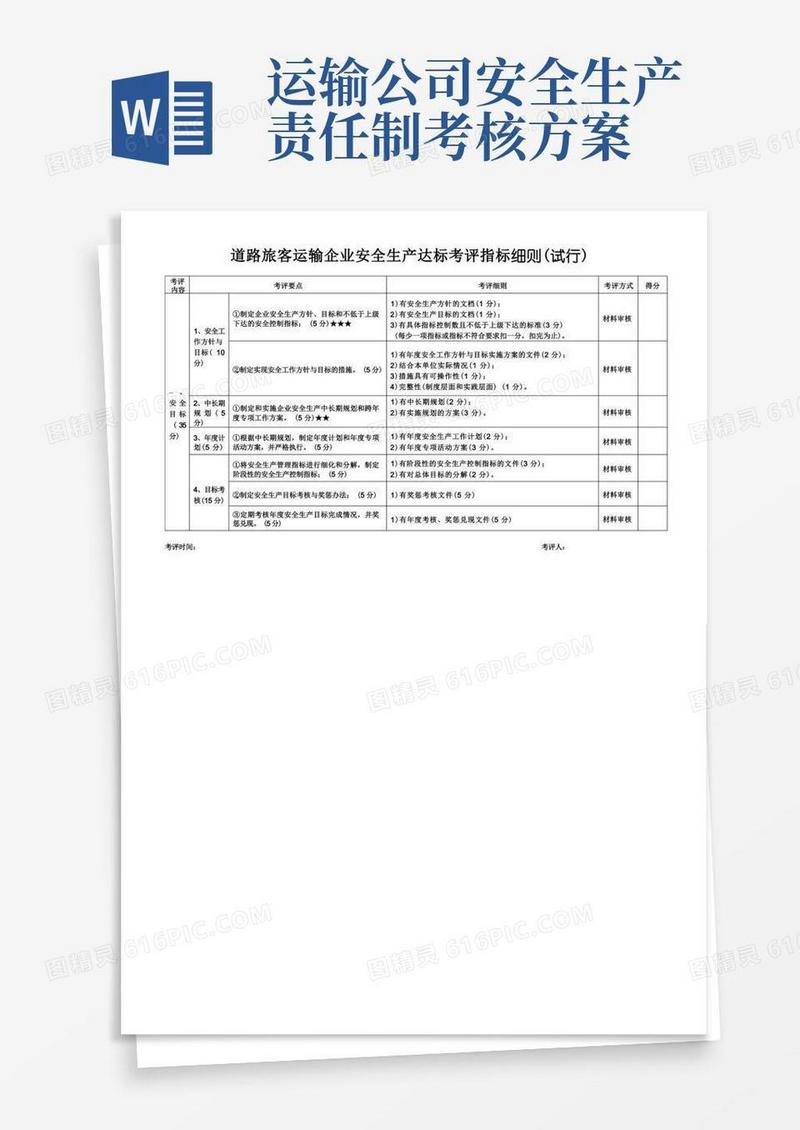 道路旅客运输企业安全生产达标考评细则(试行)1-16项