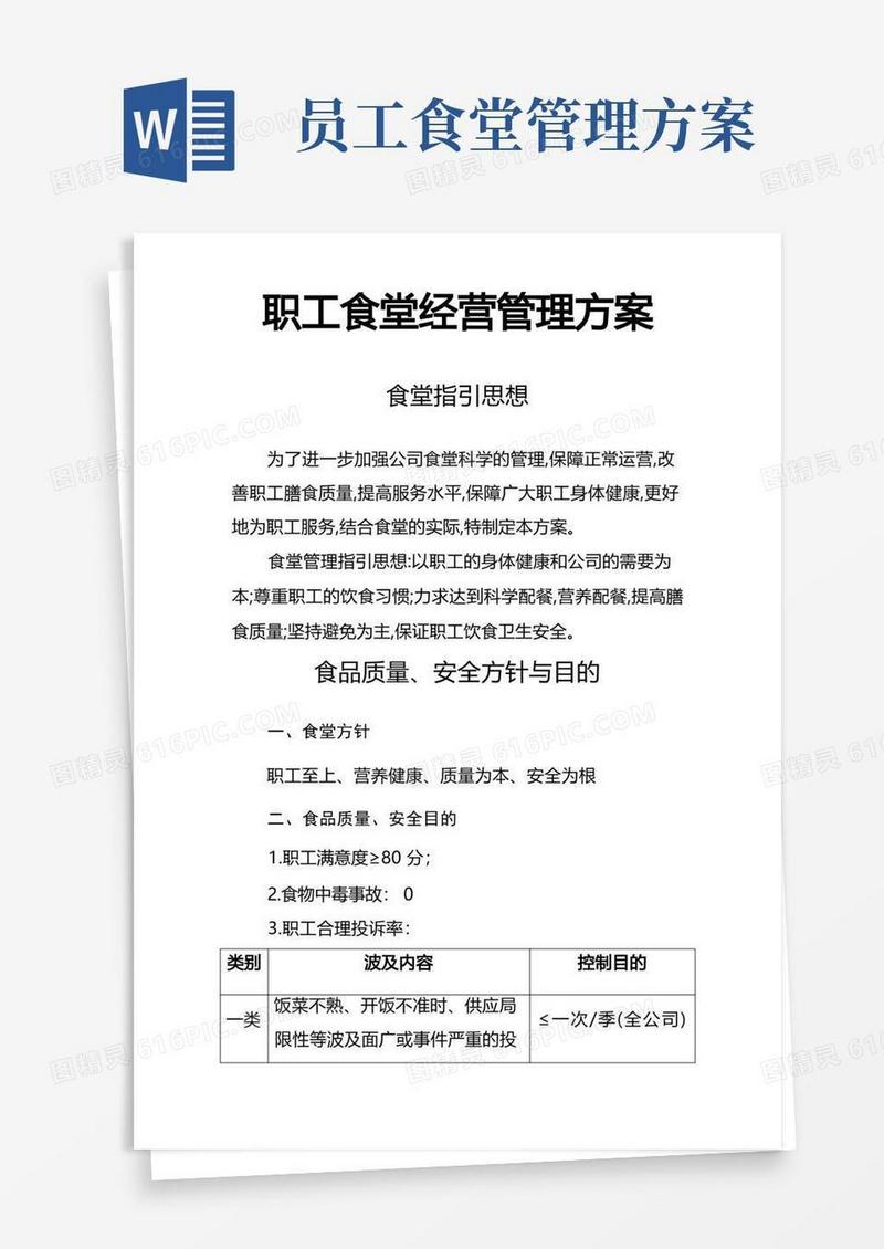 职工食堂经营管理方案