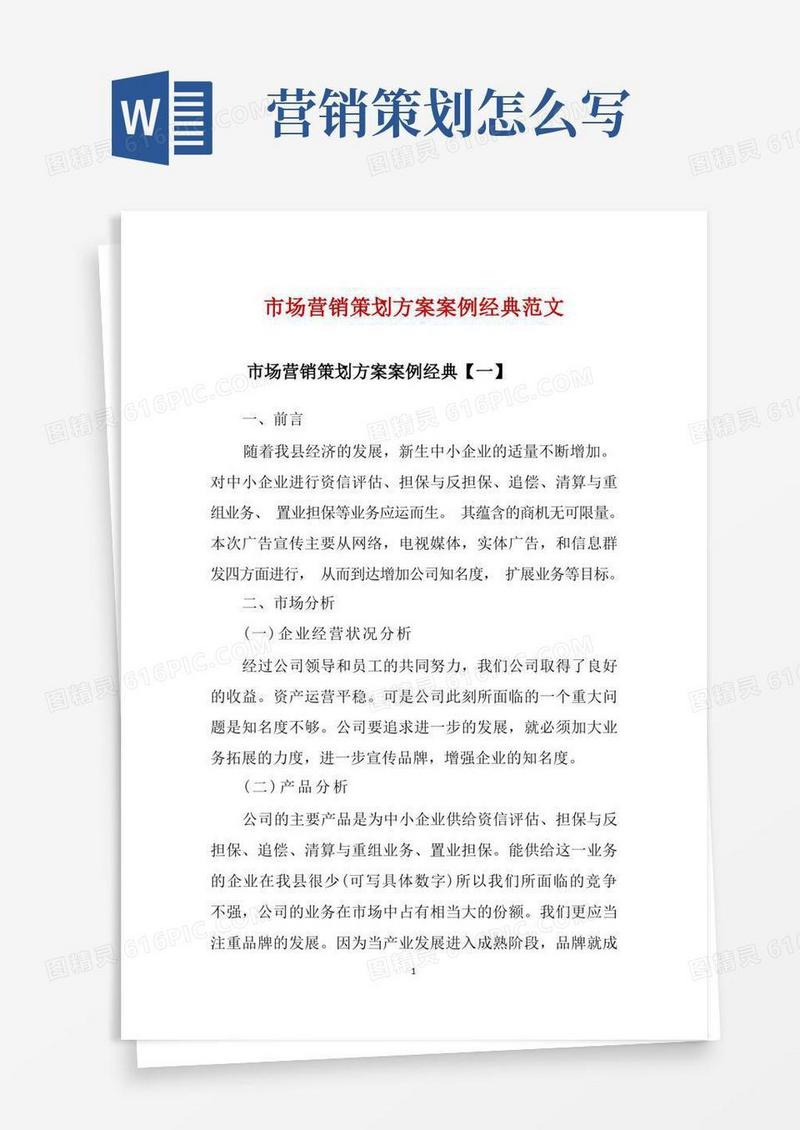 市场营销策划方案案例经典范文