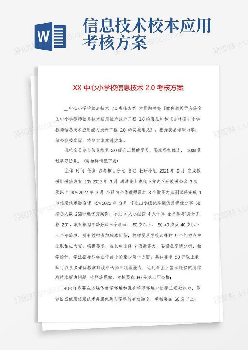 XX中心小学校信息技术2.0考核方案