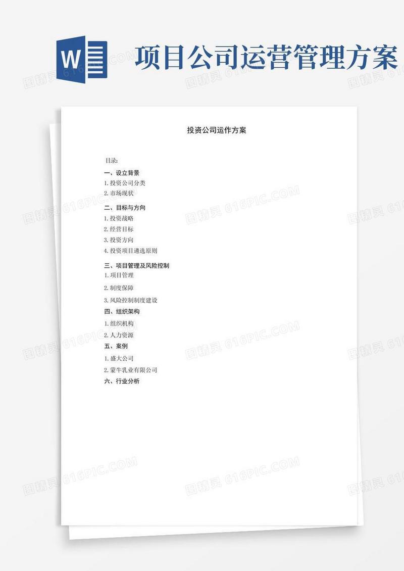 投资管理公司运作方案