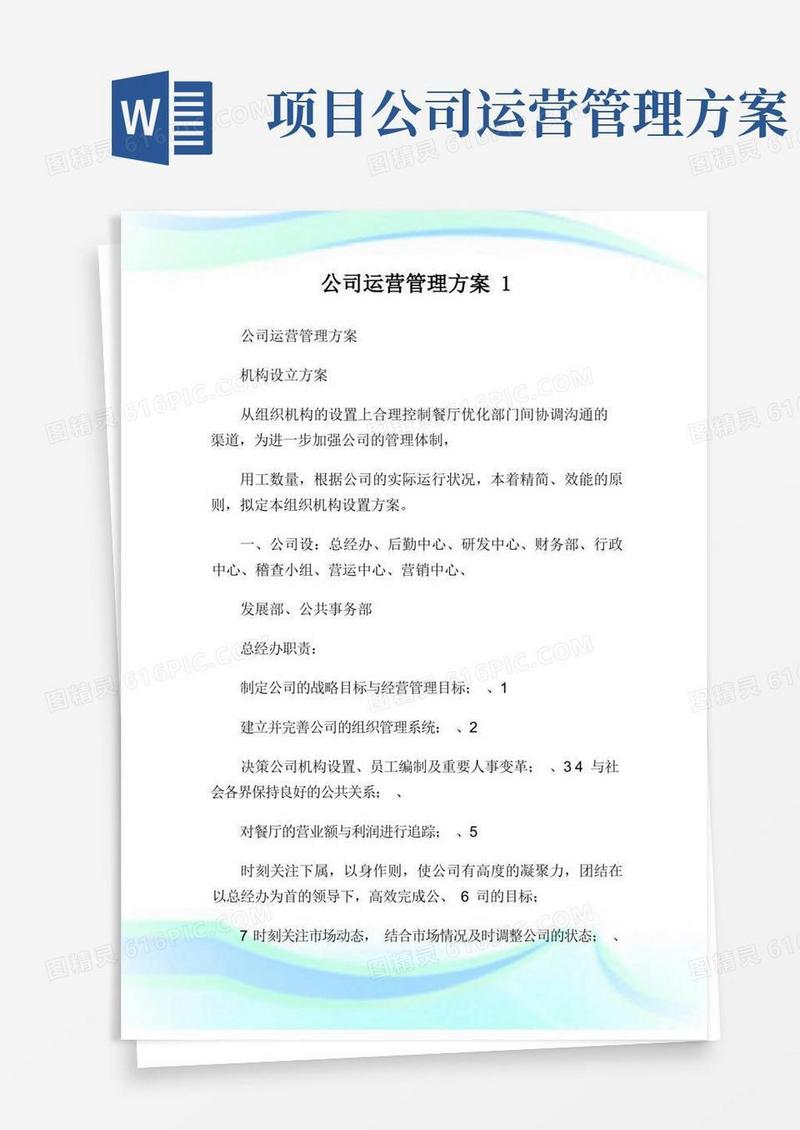 公司运营管理方案完整篇.doc