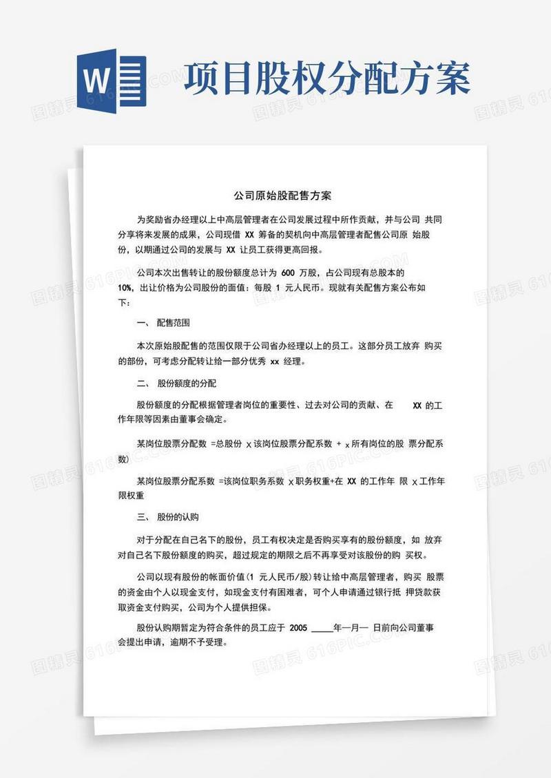 公司股份分配方案