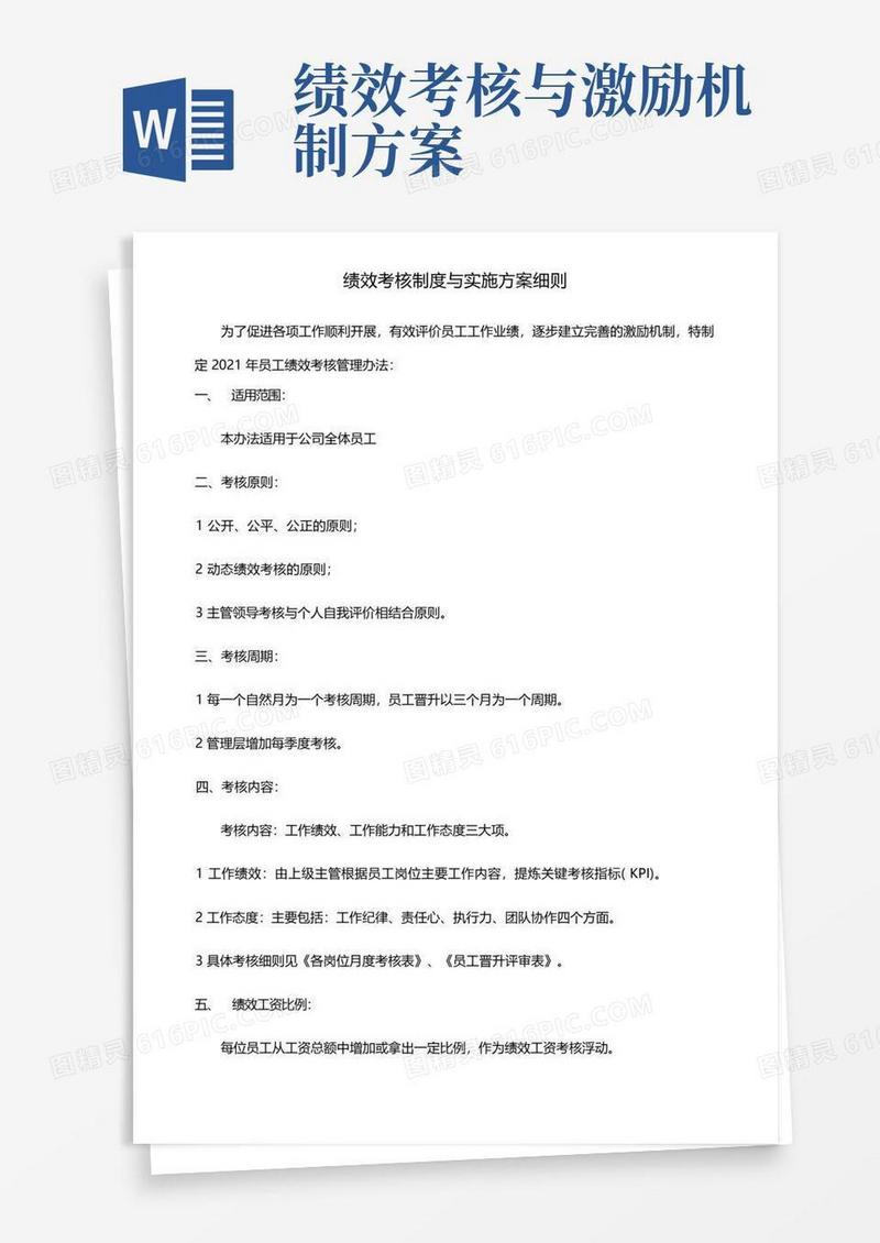 绩效考核制度与实施方案细则