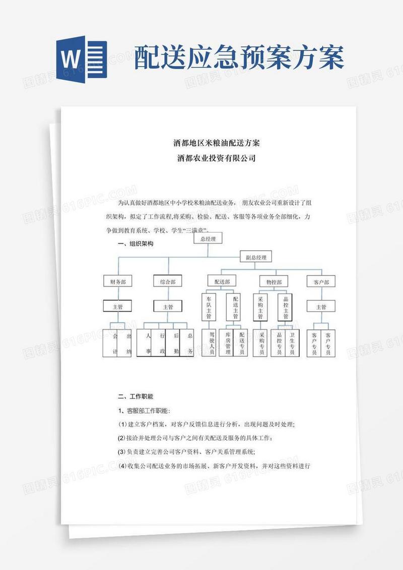 配送实施方案、应急预案等(定)【范本模板】