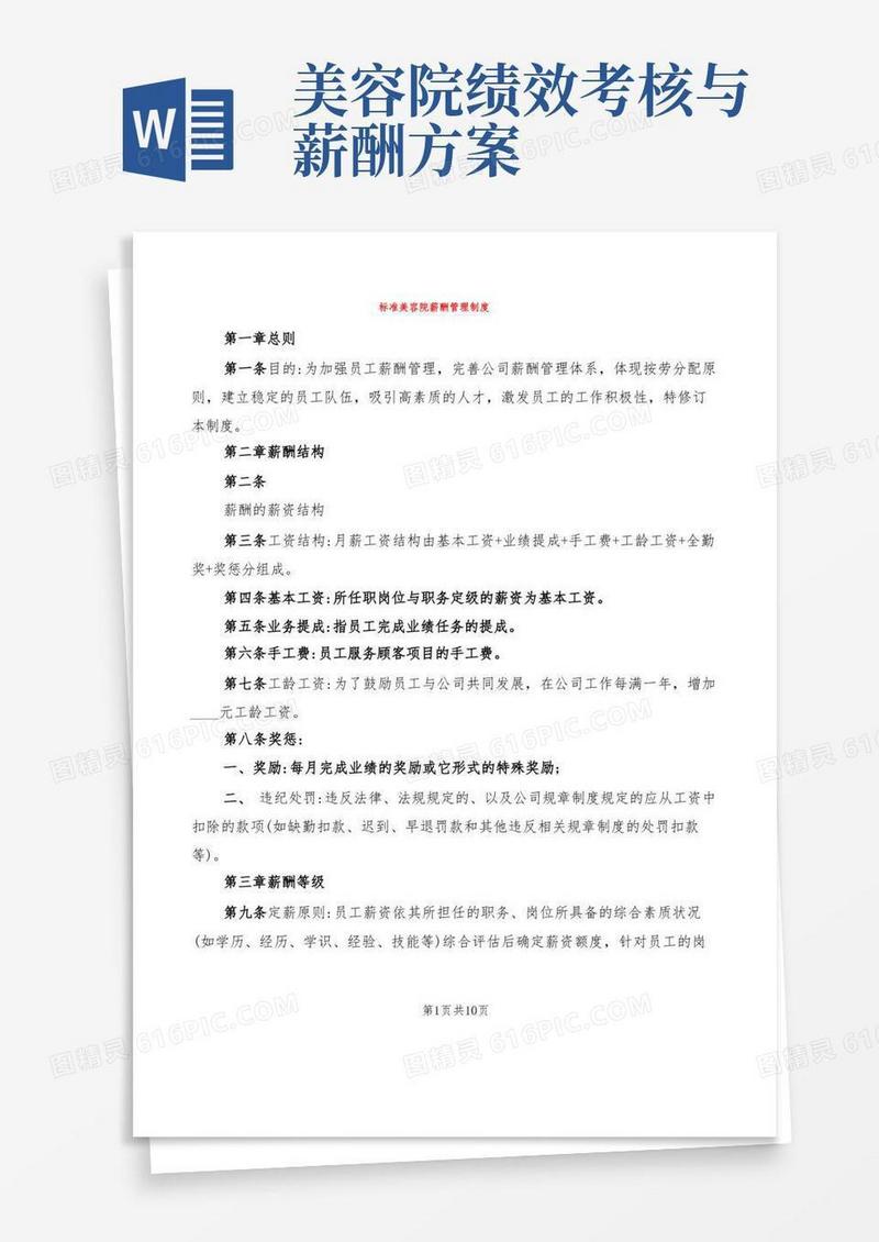 标准美容院薪酬管理制度(4篇)