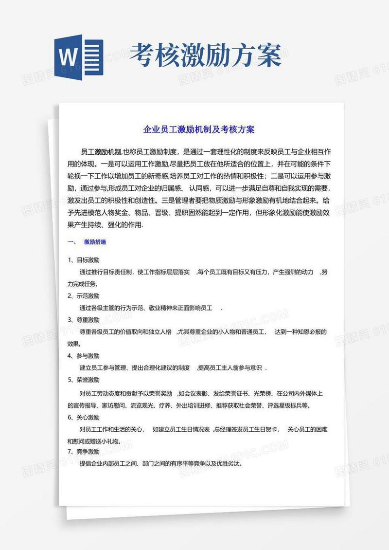 企业员工激励机制及考核方案