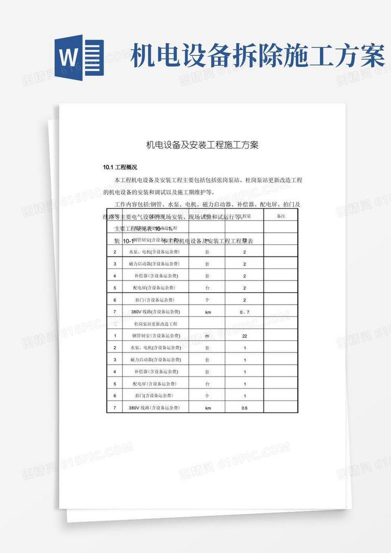 机电设备及安装工程施工方案