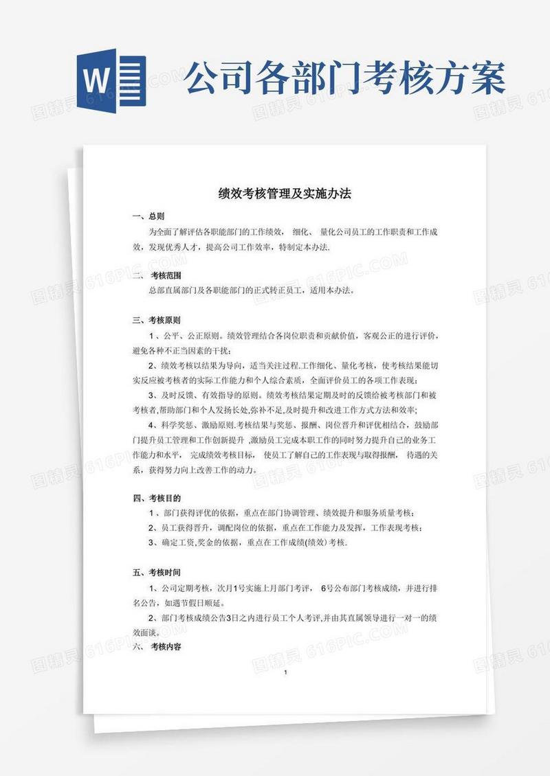 职能部门绩效考核方案