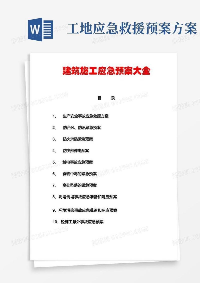 建筑施工应急预案大全