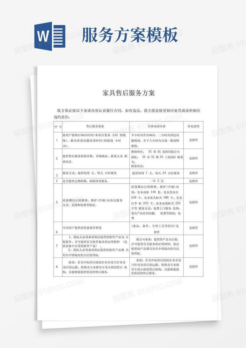 家具售后服务方案【模板】-家具售后服务内容