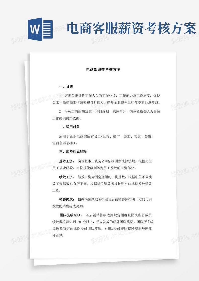 电商绩效考核方案完整版