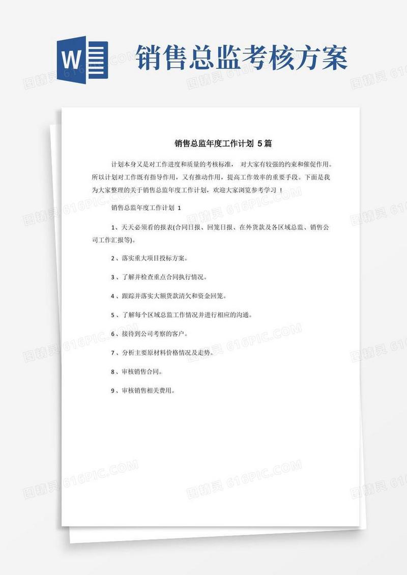 销售总监年度工作计划5篇