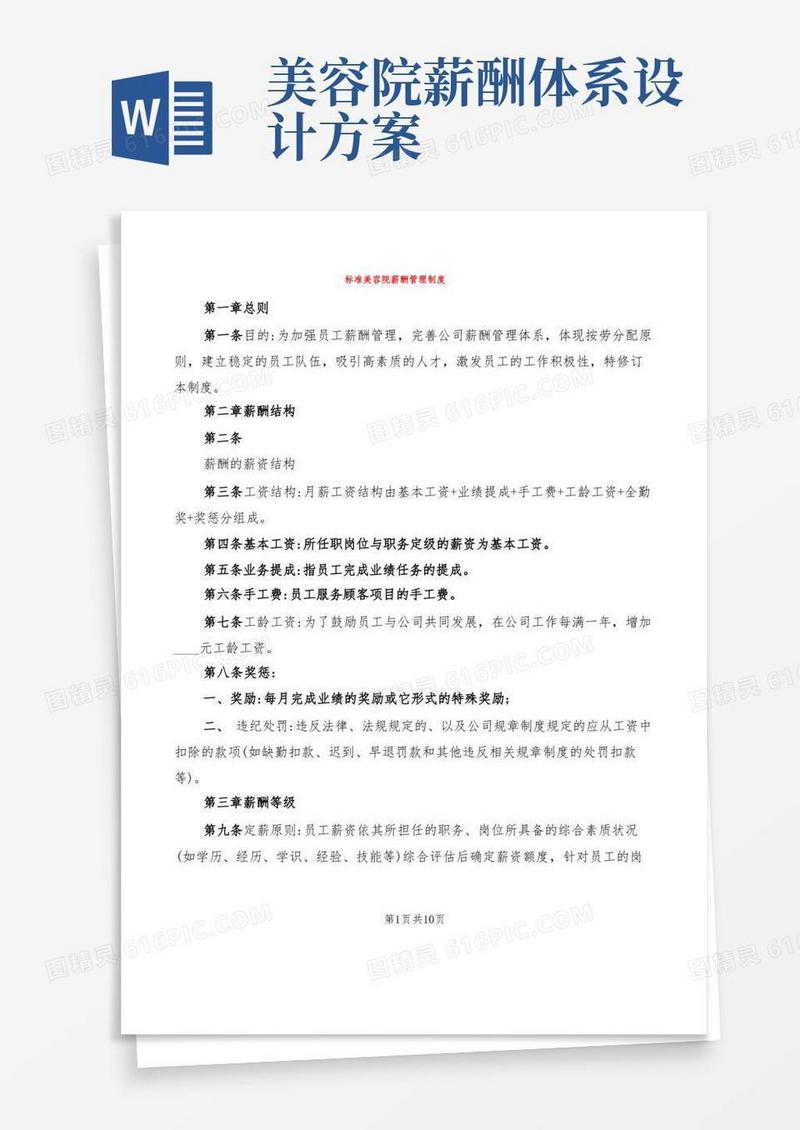 标准美容院薪酬管理制度(4篇)