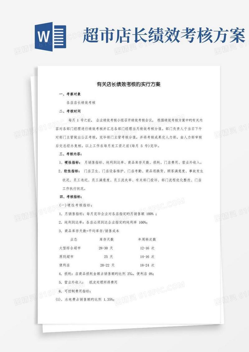 店长考核方案